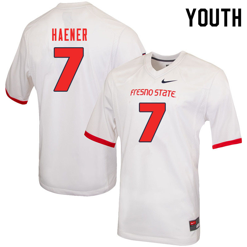 Youth #7 Jake Haener Fresno State Bulldogs College Football Jerseys Sale-White - Click Image to Close